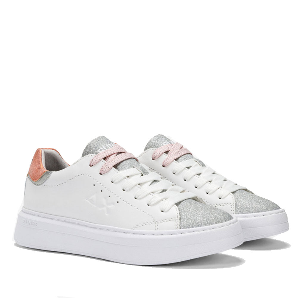 Scarpe Donna Sun68 Sneakers Grace Leather Colore Bianco - Fenicottero