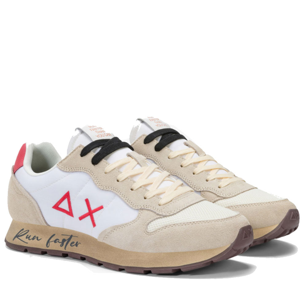 Scarpe Uomo Sun68 Sneakers Tom Vintage Colore Bianco Panna - Rosso - Z35105