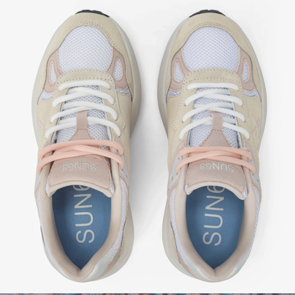 Scarpe Donna Sun68 Sneakers Venus Suede Bianco Panna - Z35219