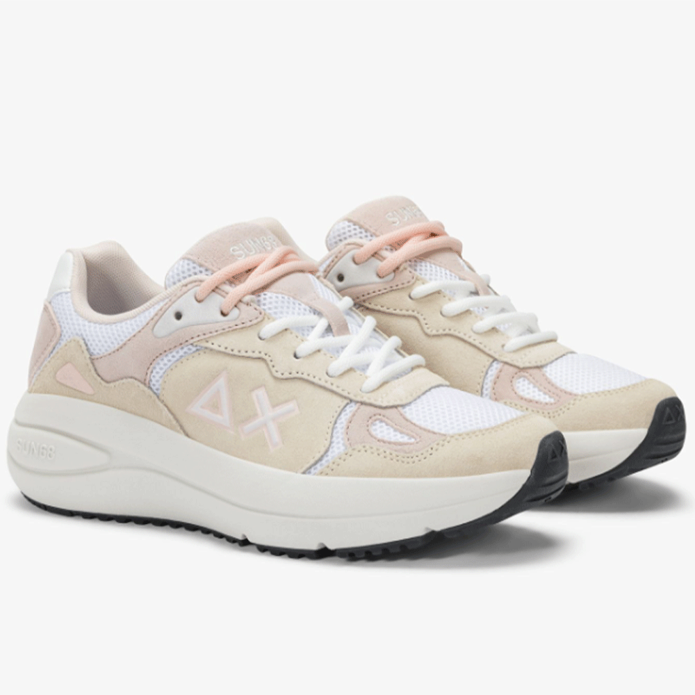 Scarpe Donna Sun68 Sneakers Venus Suede Bianco Panna - Z35219