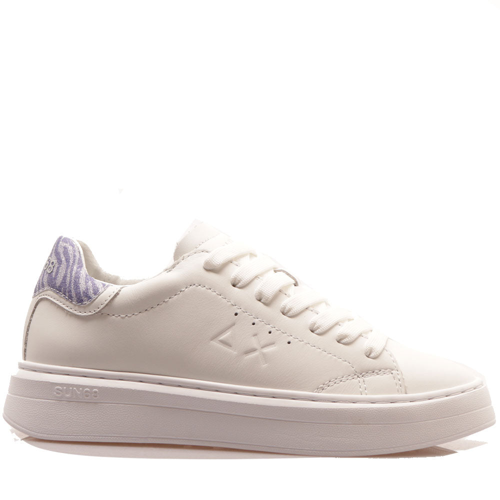 Scarpe Donna Sun68 Sneakers Grace Leather Colore Bianco - Lilla - Z35226