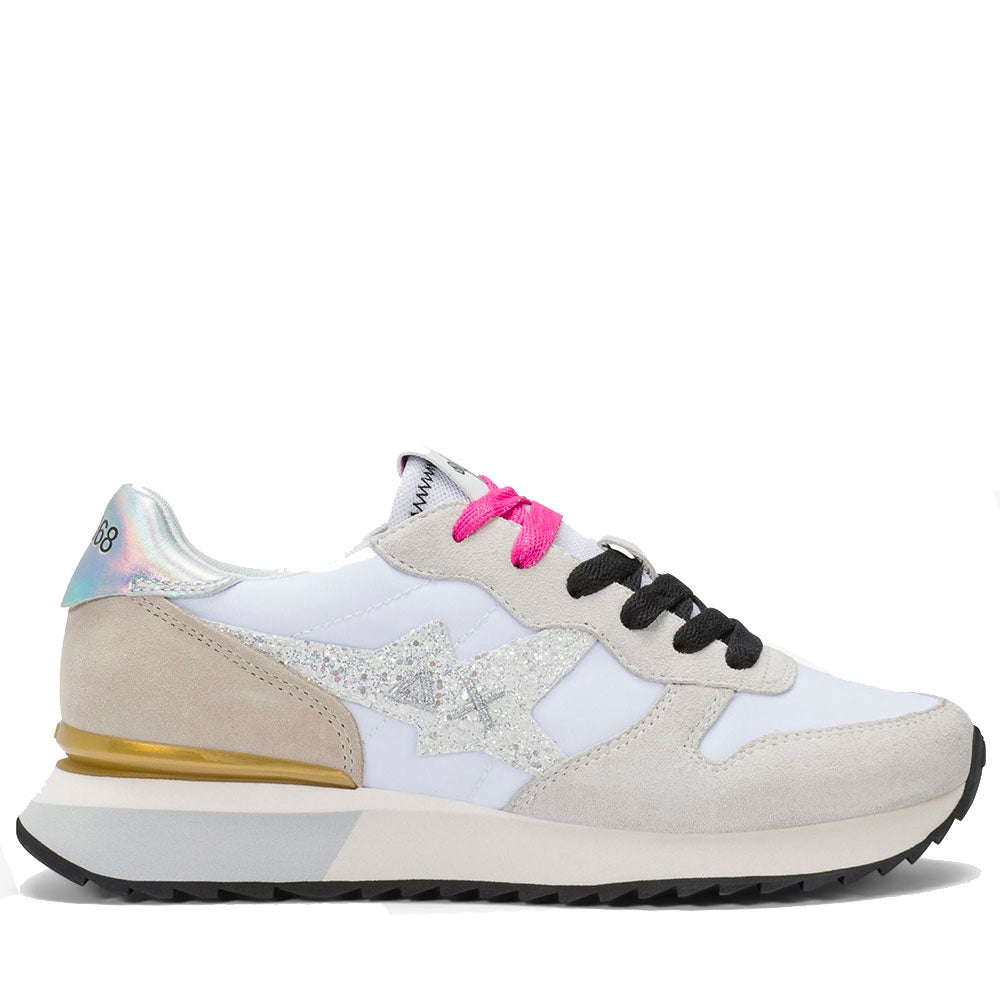 Scarpe Donna Sun68 Sneakers Stargirl Glitter Logo Colore Bianco - Z36214