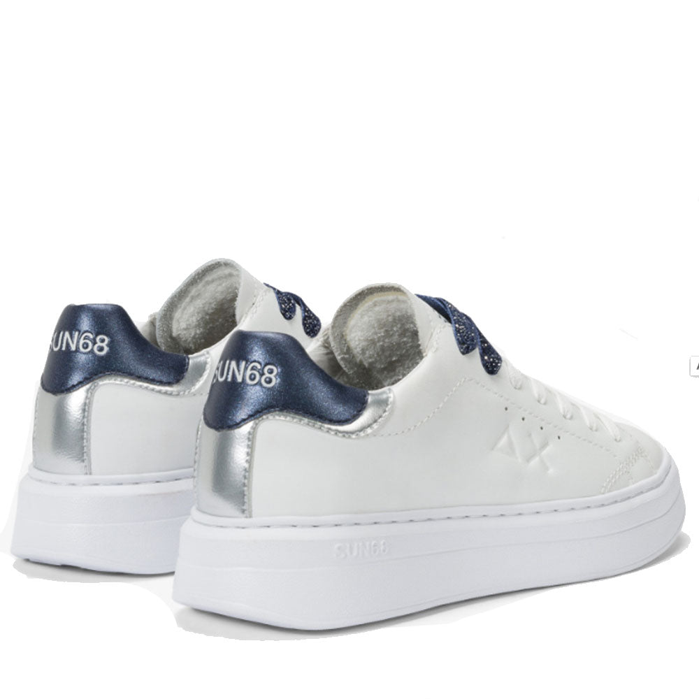 Scarpe Donna Sun68 Sneakers Grace Leather Colore Bianco - Navy Blue - Z44225