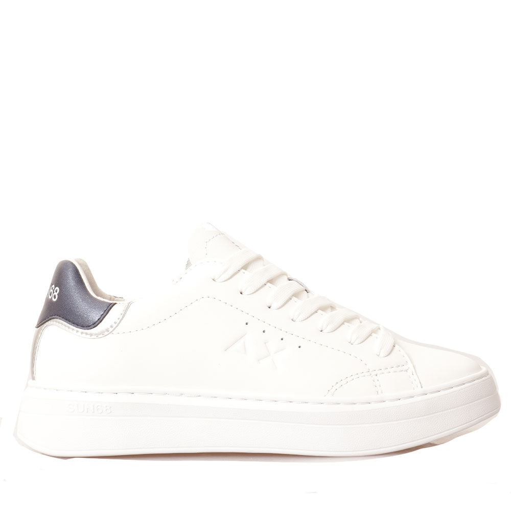 Scarpe Donna Sun68 Sneakers Grace Leather Colore Bianco - Navy Blue - Z44225