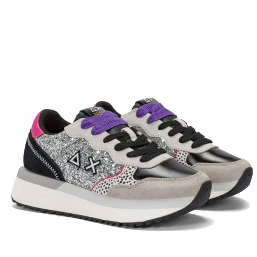 Scarpe Donna Sun68 Sneakers Big Ally Glitter Colore Argento - Z45212