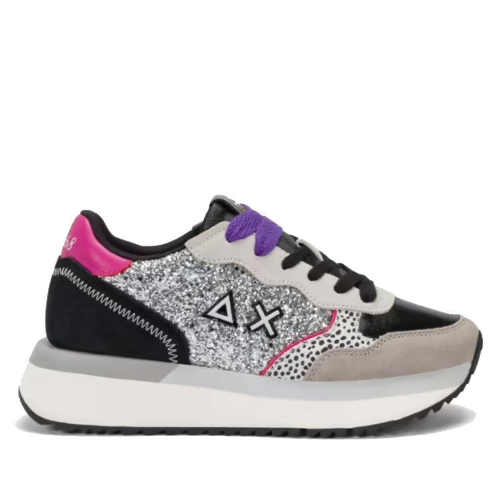 Scarpe Donna Sun68 Sneakers Big Ally Glitter Colore Argento - Z45212