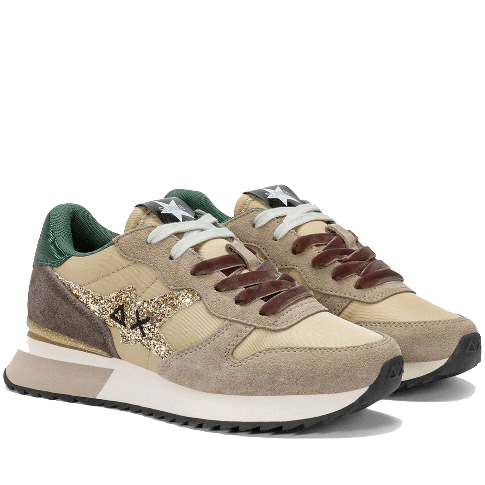 Scarpe Donna Sun68 Sneakers Stargirl Glitter Logo Colore Beige Scuro - Z45217