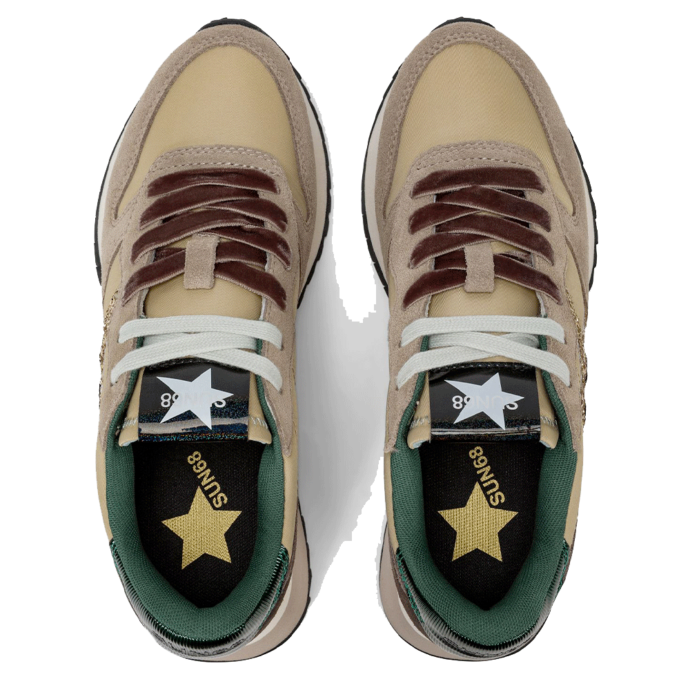 Scarpe Donna Sun68 Sneakers Stargirl Glitter Logo Colore Beige Scuro - Z45217
