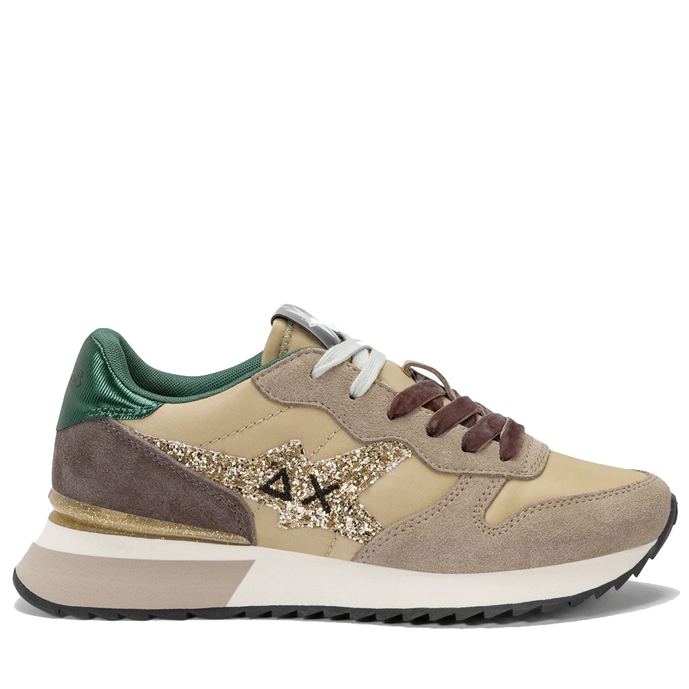 Scarpe Donna Sun68 Sneakers Stargirl Glitter Logo Colore Beige Scuro - Z45217