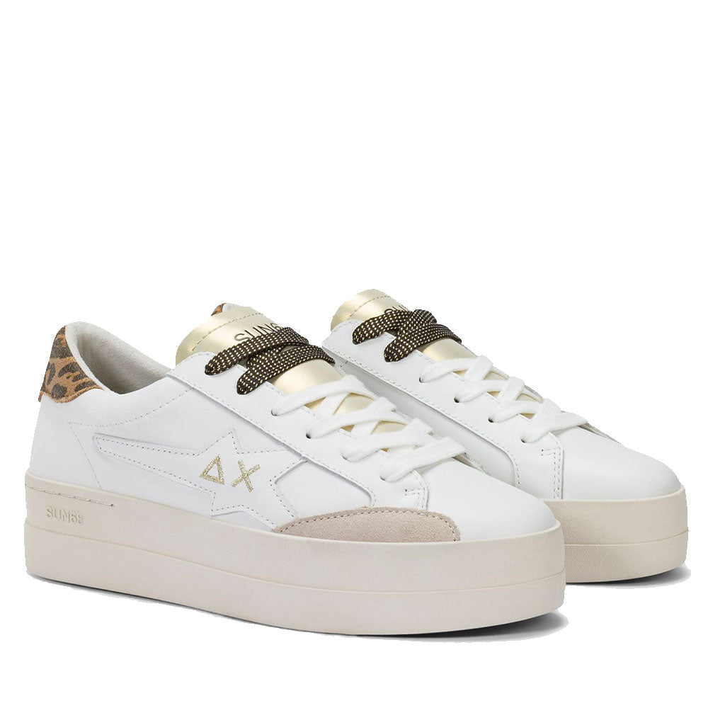 Scarpe Donna Sun68 Sneakers Big Katy Leather Bianco - Oro - Z45235