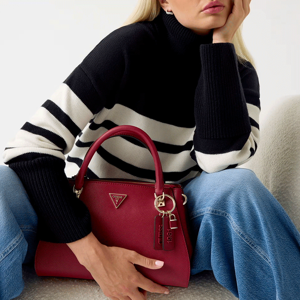 Borsa Donna a Mano GUESS Linea Noelle Colore Garnet Red