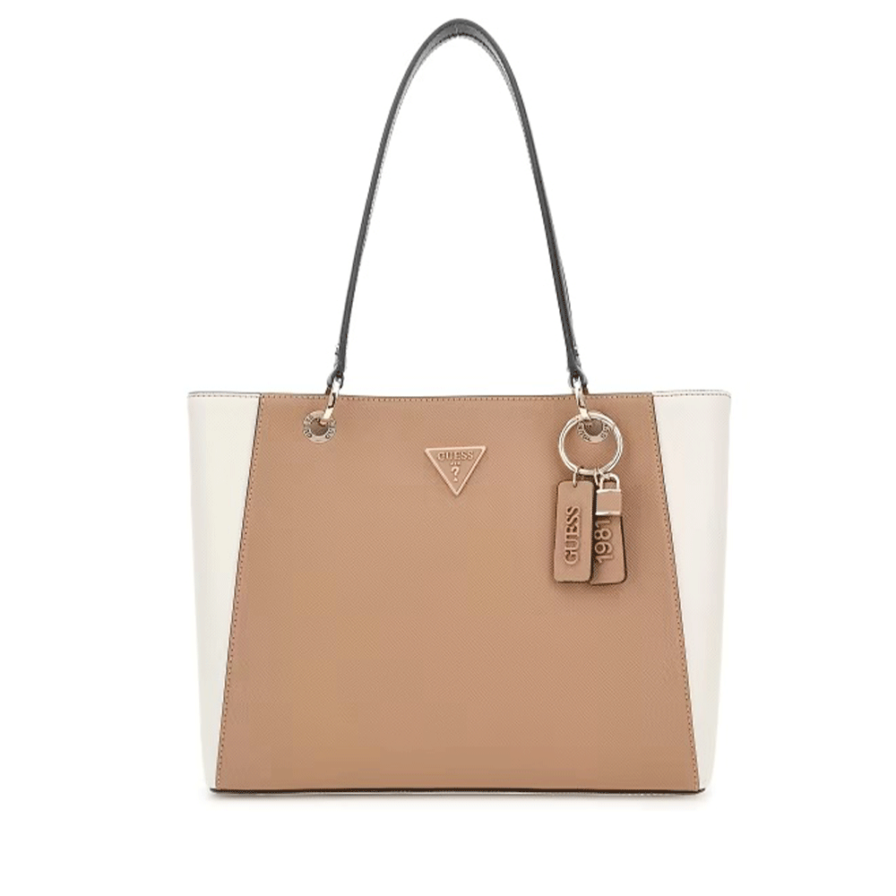 Borsa Donna Shopper a Spalla GUESS Linea Noelle colore Tan Multi