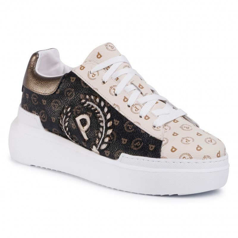 Damenschuhe POLLINI Sneakers Bicolor Heritage Line Braun und Elfenbein