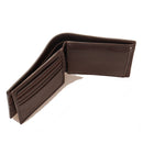 Men's Chestnut Leather Wallet THE BRIDGE Alberto with Flap and Coin Pocket