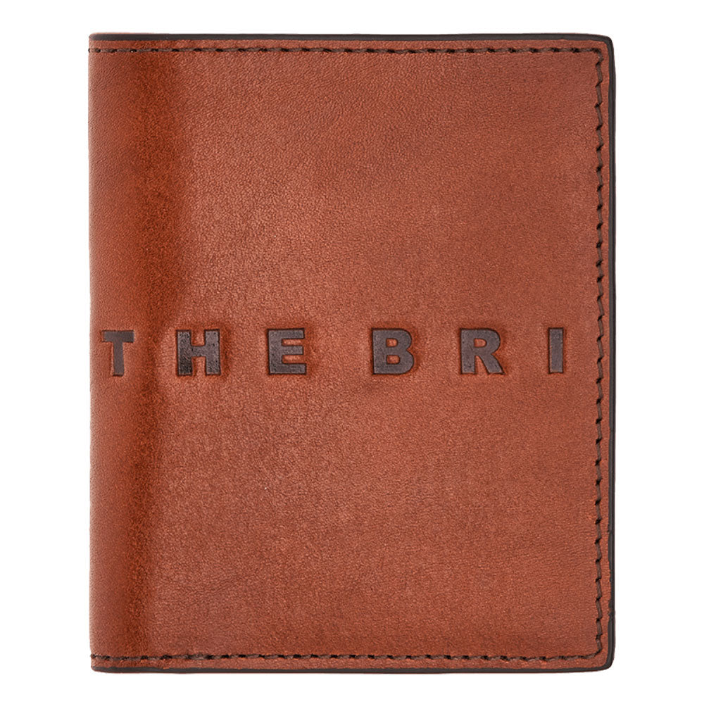 Vertikales Herren-Kartenetui der Alberto-Linie von THE BRIDGE aus braunem Leder
