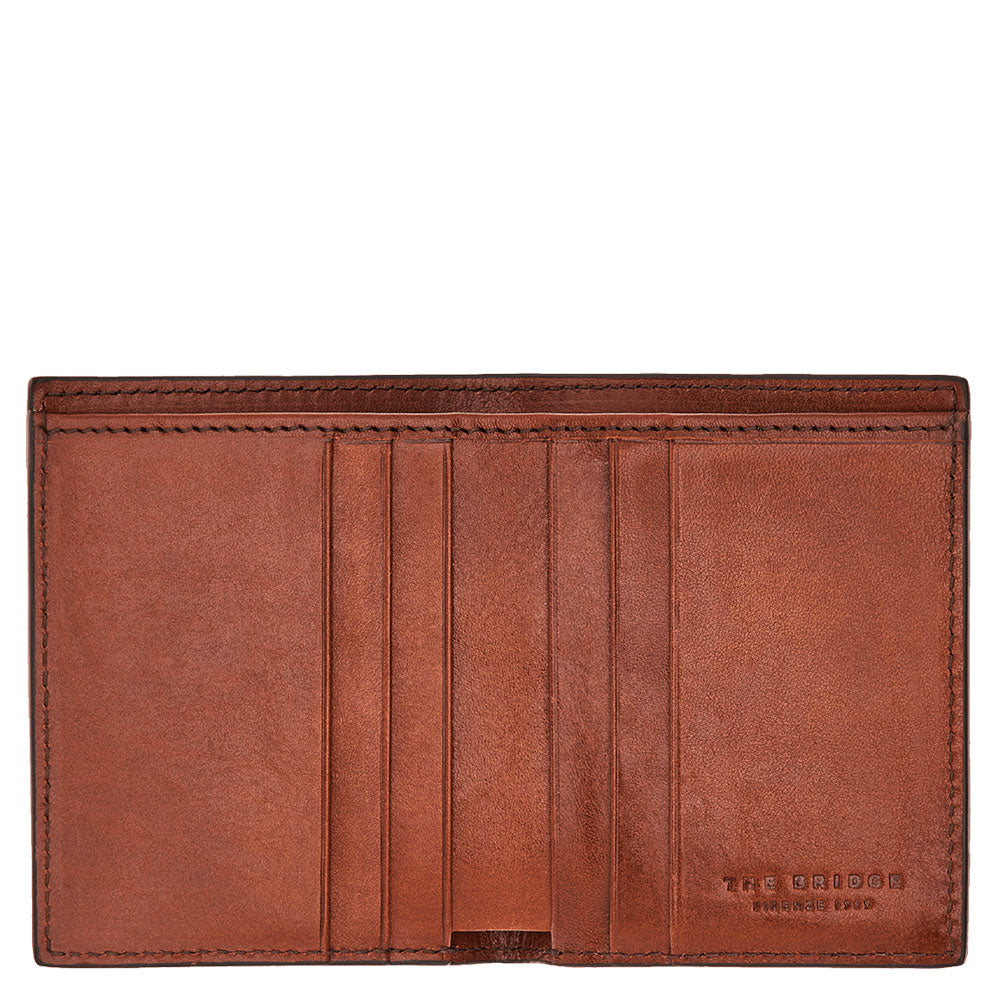 Vertikales Herren-Kartenetui der Alberto-Linie von THE BRIDGE aus braunem Leder