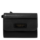 Mittlere Damenbrieftasche mit Knopf THE BRIDGE Domitilla-Linie aus schwarzem Leder