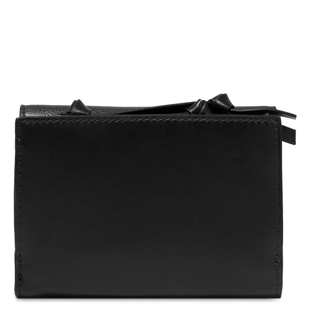 Mittlere Damenbrieftasche mit Knopf THE BRIDGE Domitilla-Linie aus schwarzem Leder