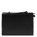 Mittlere Damenbrieftasche mit Knopf THE BRIDGE Domitilla-Linie aus schwarzem Leder