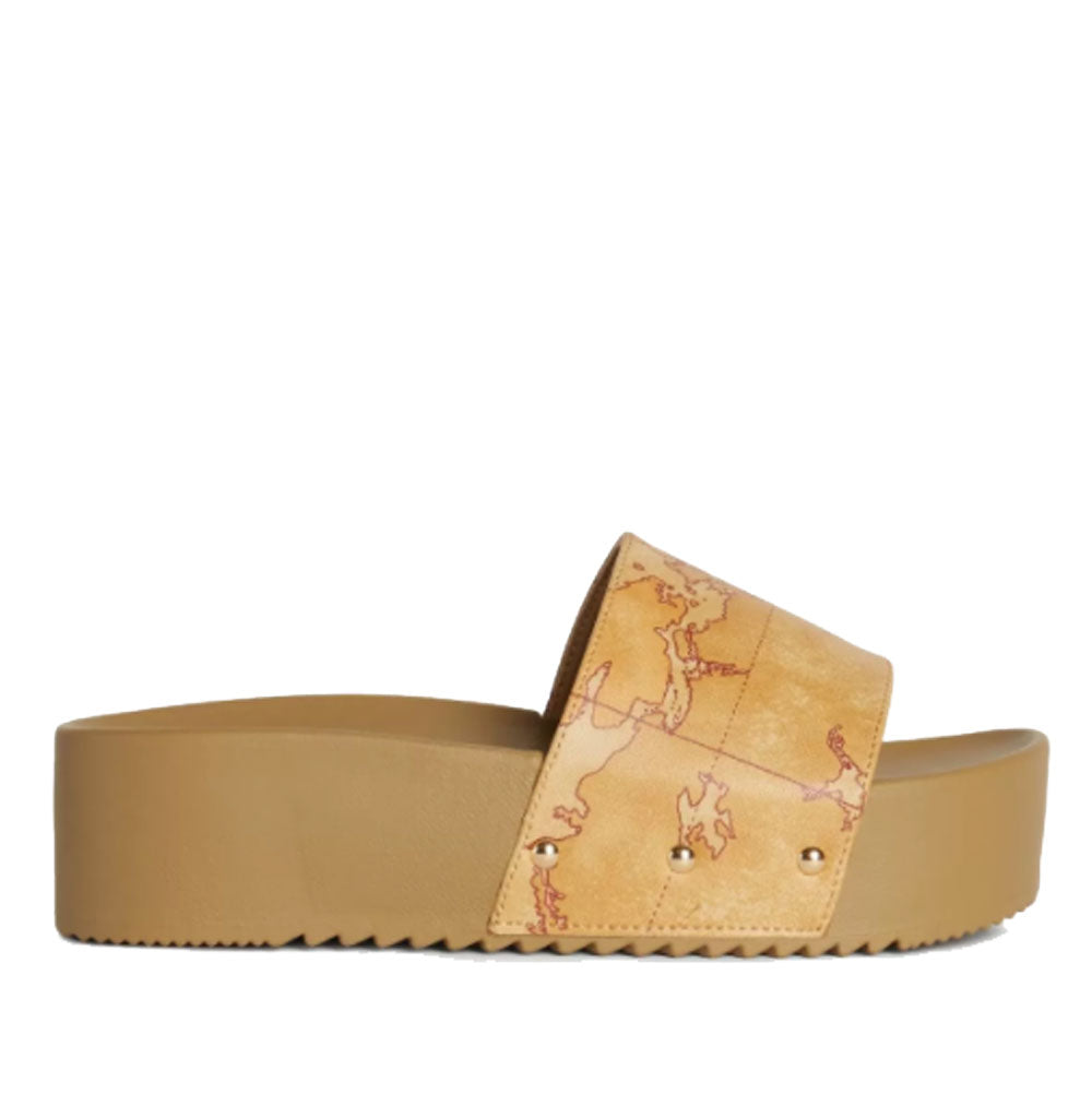 Scarpe Donna 1A Classe Alviero Martini Ciabatte con Zeppa in Tessuto Geo Classic 0177