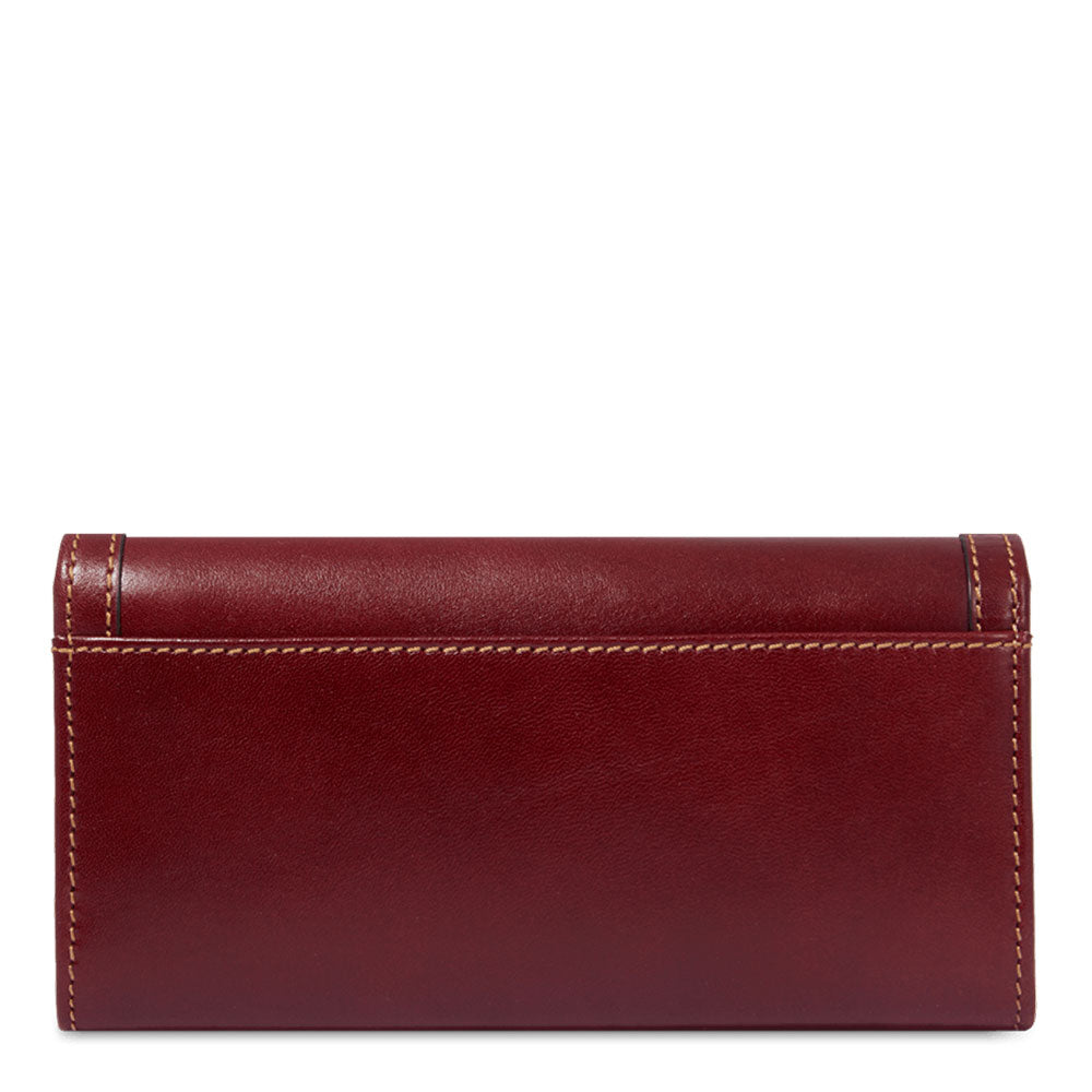 Damenbrieftasche mit Knopf THE BRIDGE Bettina-Linie aus bordeauxrotem Leder