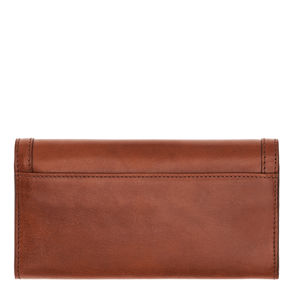 Damenbrieftasche mit Knopf THE BRIDGE Bettina-Linie aus braunem Leder