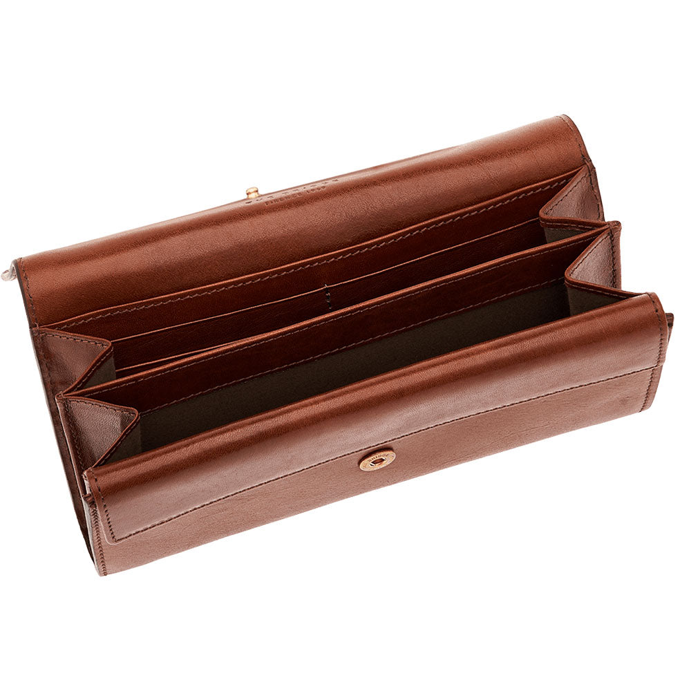 Damenbrieftasche mit Knopf THE BRIDGE Bettina-Linie aus braunem Leder