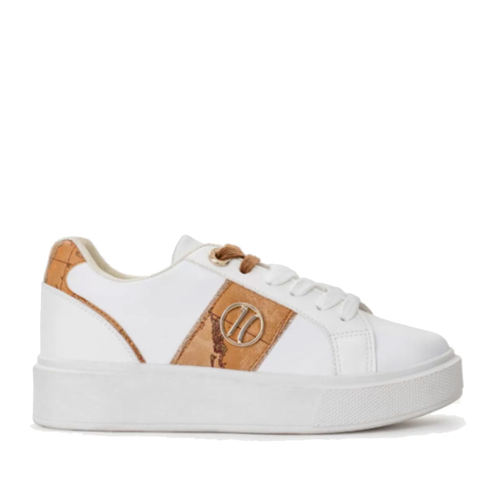 Scarpe Donna 1A Classe Alviero Martini Sneakers Bianche con Logo 1C Oro 0393