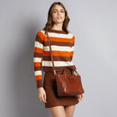 Damenhandtasche mit Schultergurt THE BRIDGE Diana-Linie aus schwarzem Leder