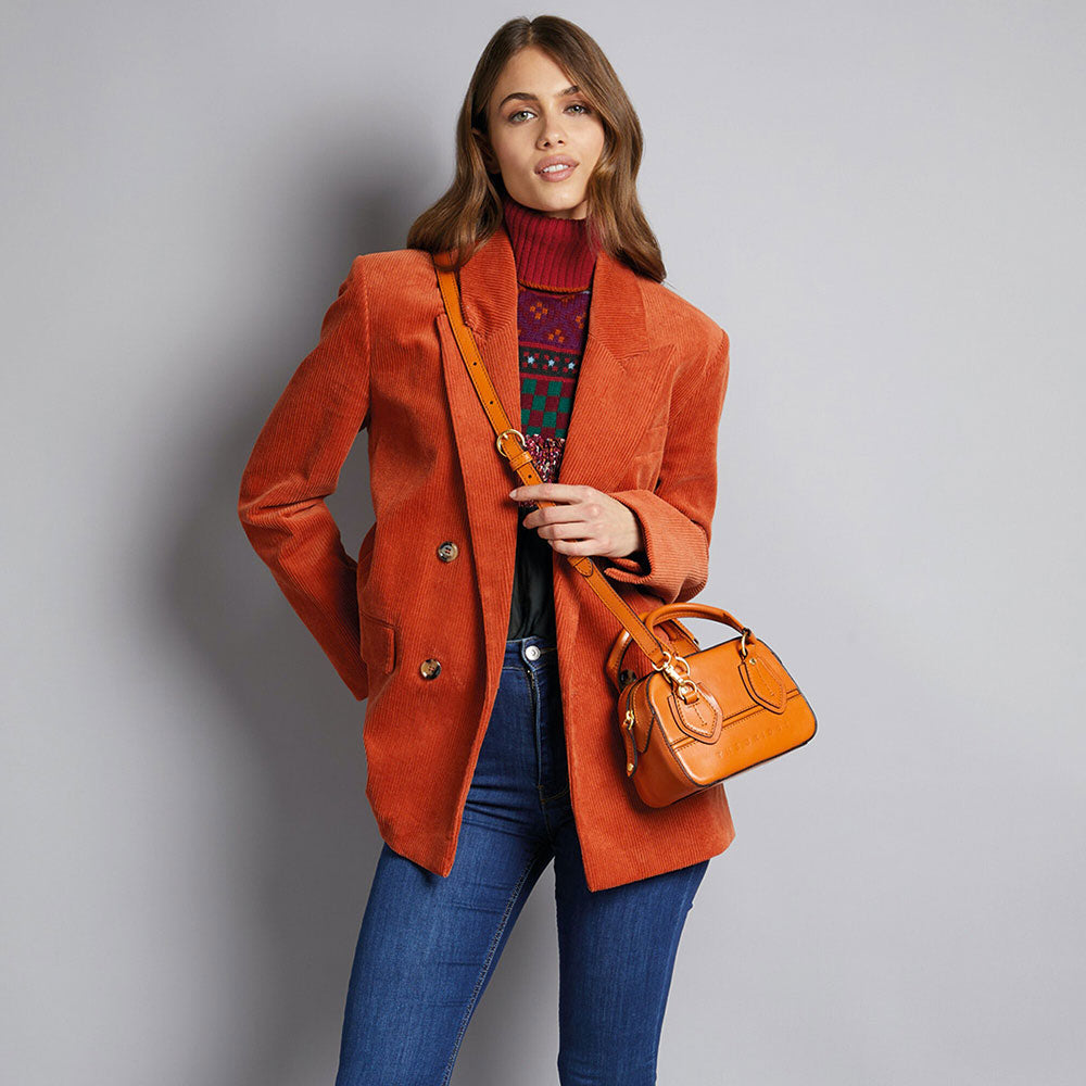 THE BRIDGE Damen-Mini-Boston-Tasche Daphne-Linie aus orangefarbenem Leder