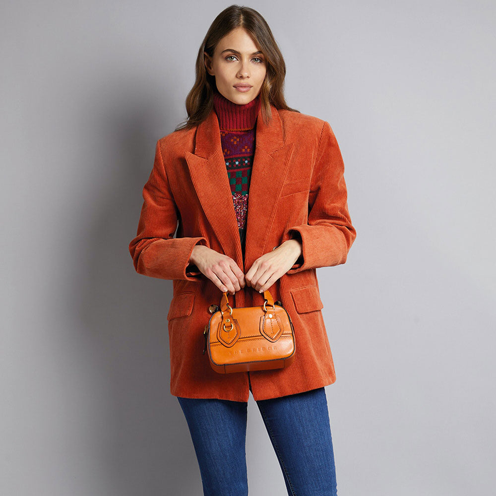 THE BRIDGE Damen-Mini-Boston-Tasche Daphne-Linie aus orangefarbenem Leder
