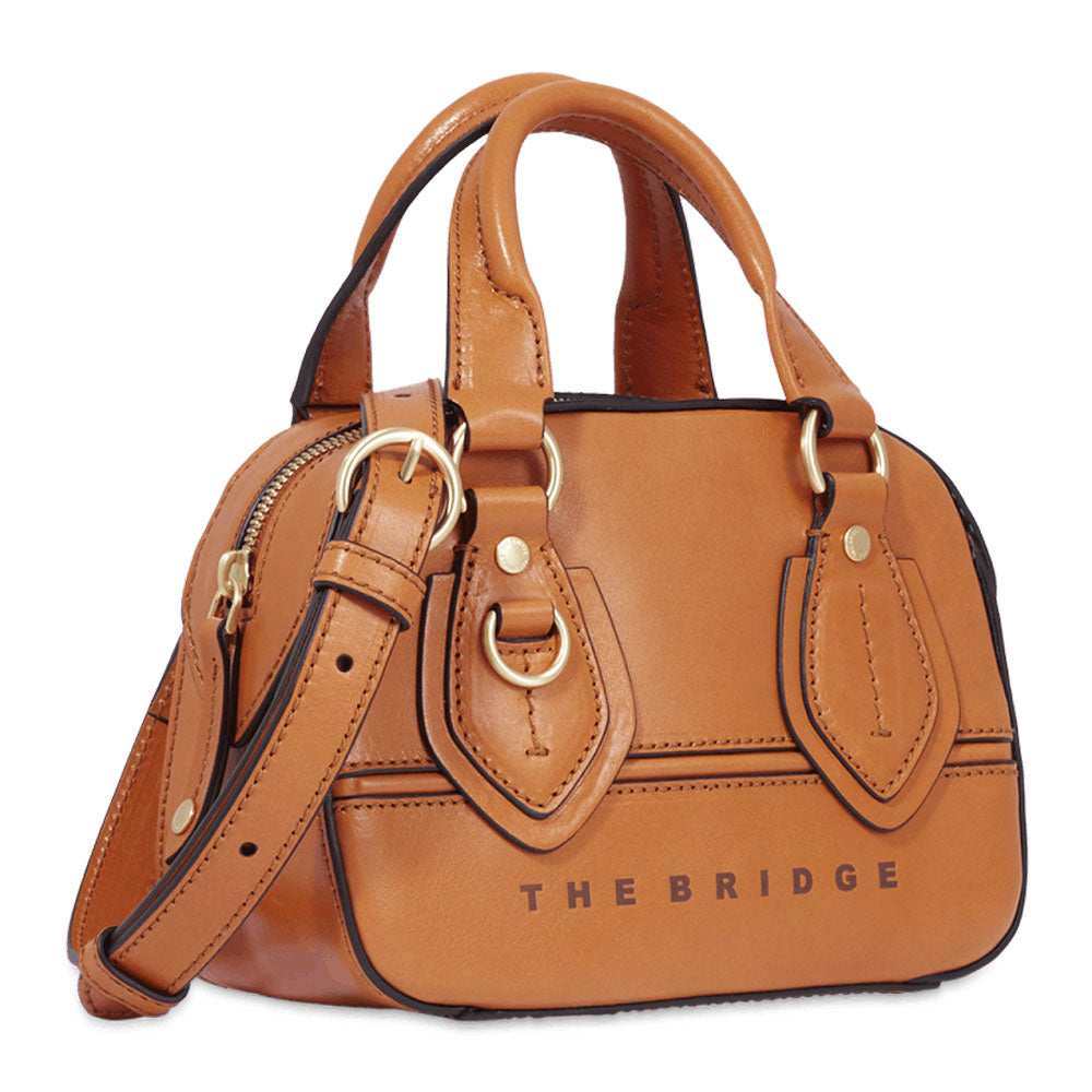 THE BRIDGE Damen-Mini-Boston-Tasche Daphne-Linie aus orangefarbenem Leder
