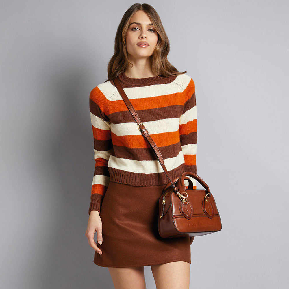 THE BRIDGE Boston Bag Daphne-Linie für Damen aus orangefarbenem Leder