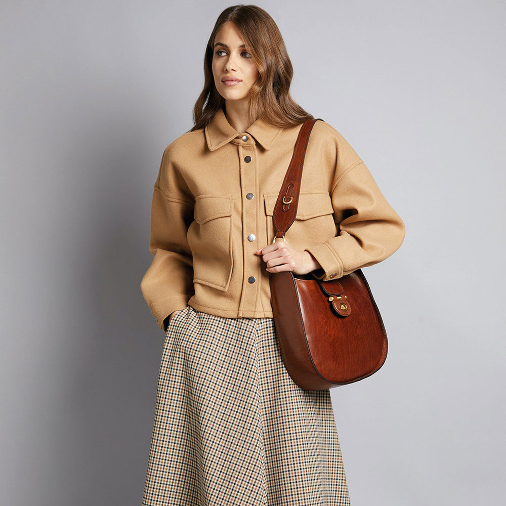 THE BRIDGE Damen-Hobo-Tasche Dora-Linie aus schwarzem Leder