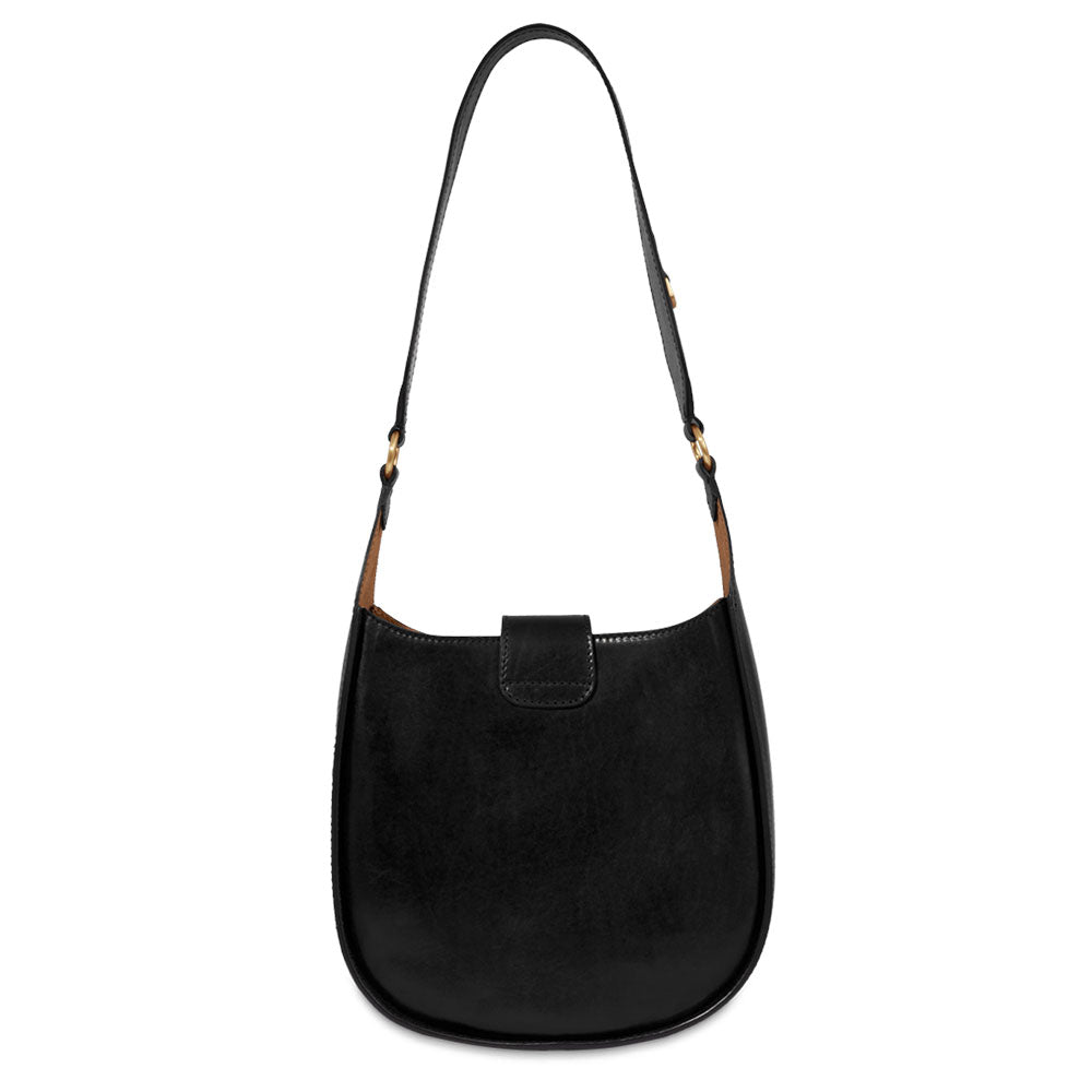THE BRIDGE Damen-Hobo-Tasche Dora-Linie aus schwarzem Leder