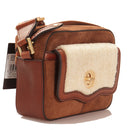 THE BRIDGE Kleine Damen-Umhängetasche Agnese-Linie aus braunem und cremefarbenem Wildleder und Montana-Leder