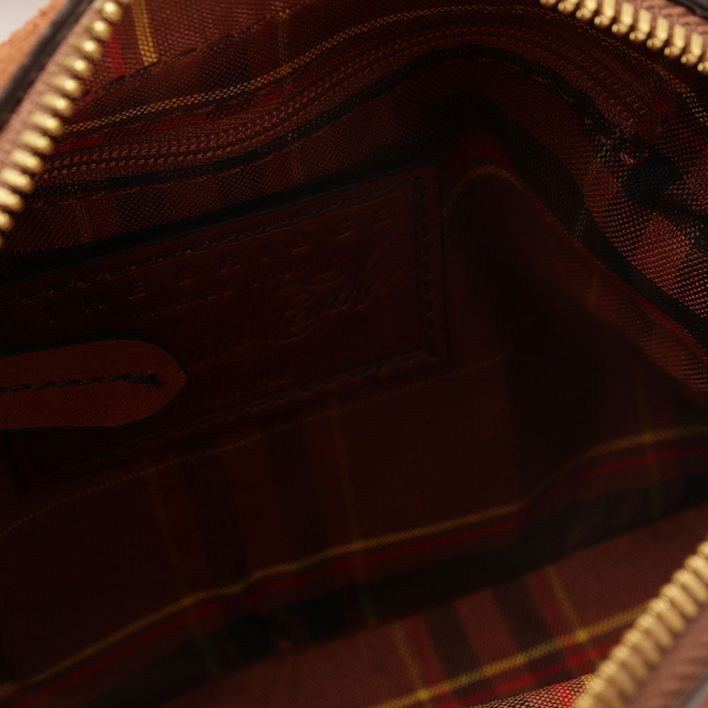 THE BRIDGE Kleine Damen-Umhängetasche Agnese-Linie aus braunem und cremefarbenem Wildleder und Montana-Leder