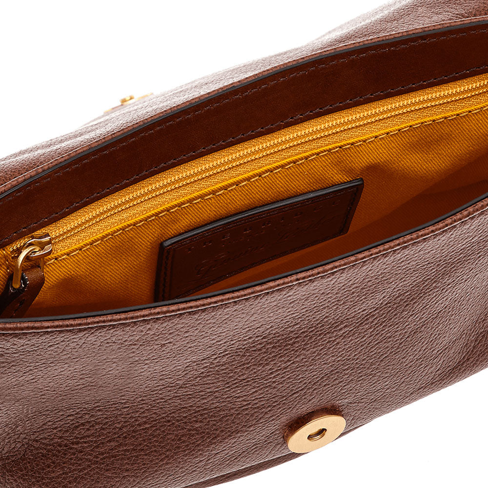 Kleine Umhängetasche für Damen von THE BRIDGE aus braunem Leder der Amelia-Linie