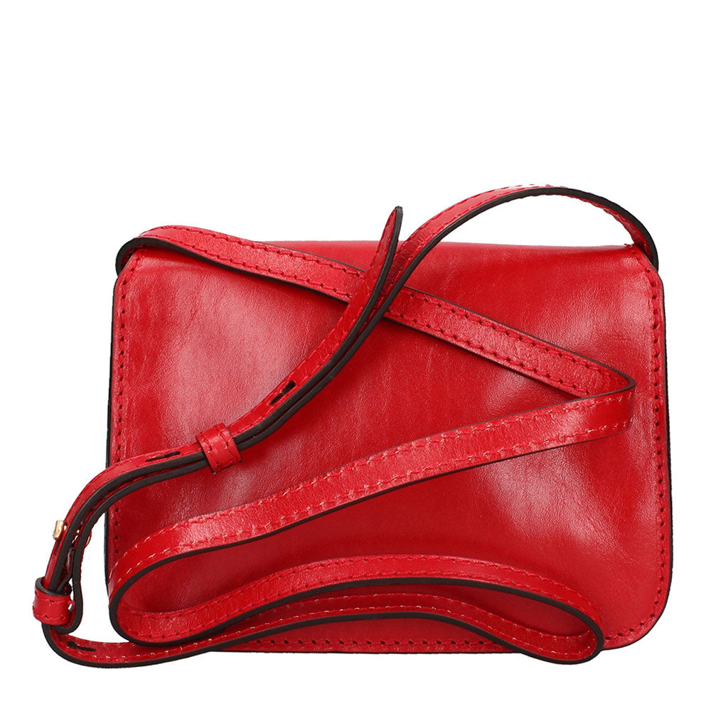 THE BRIDGE Mittelgroße Damen-Umhängetasche aus kirschrotem Leder der Lucrezia-Linie