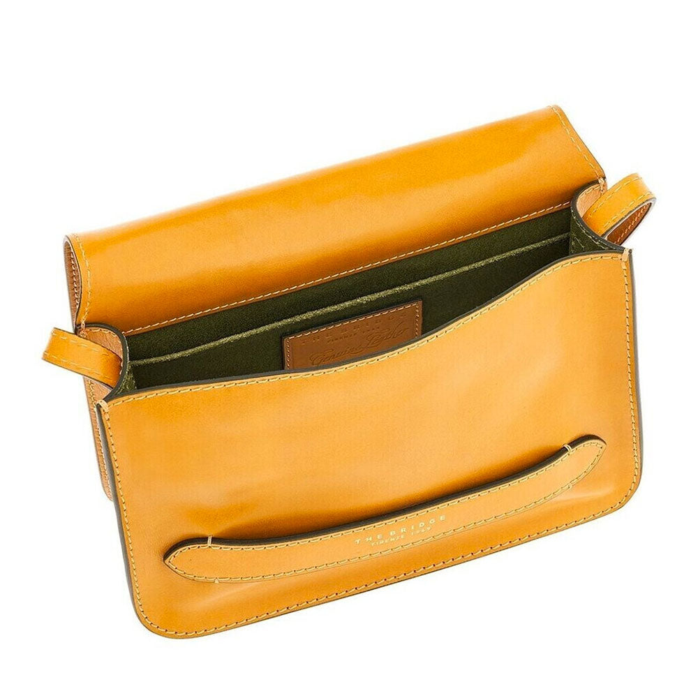 Große Damen-Umhängetasche THE BRIDGE aus honiggelbem Leder der Lucrezia-Linie