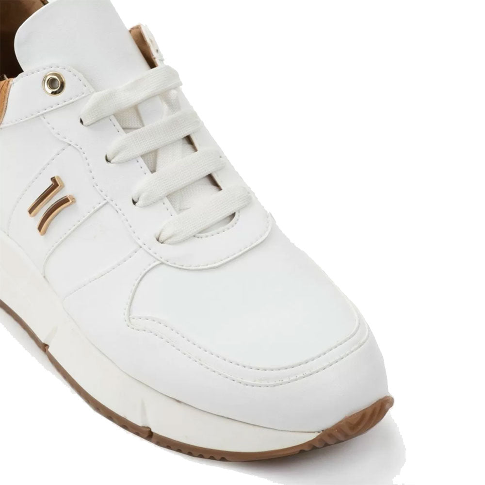 Damenschuhe 1A Classe Alviero Martini Weiße Sneakers mit Geo Classic-Einsatz 0422