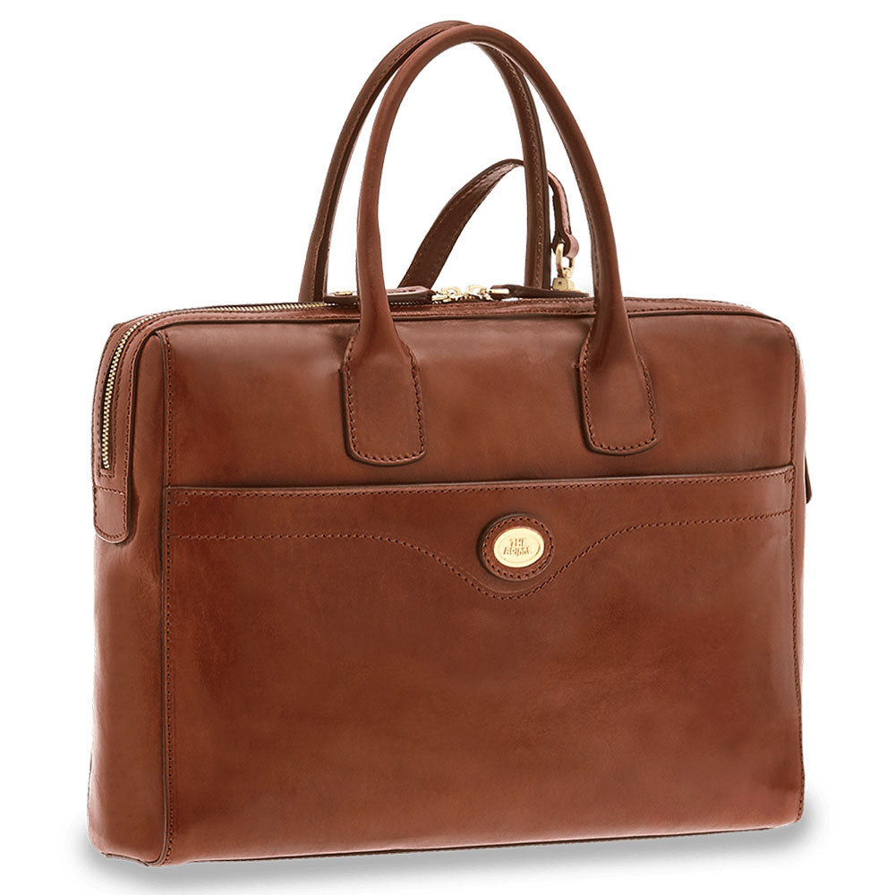 Cartella Due Manici Porta Pc THE BRIDGE in Pelle Marrone linea Story