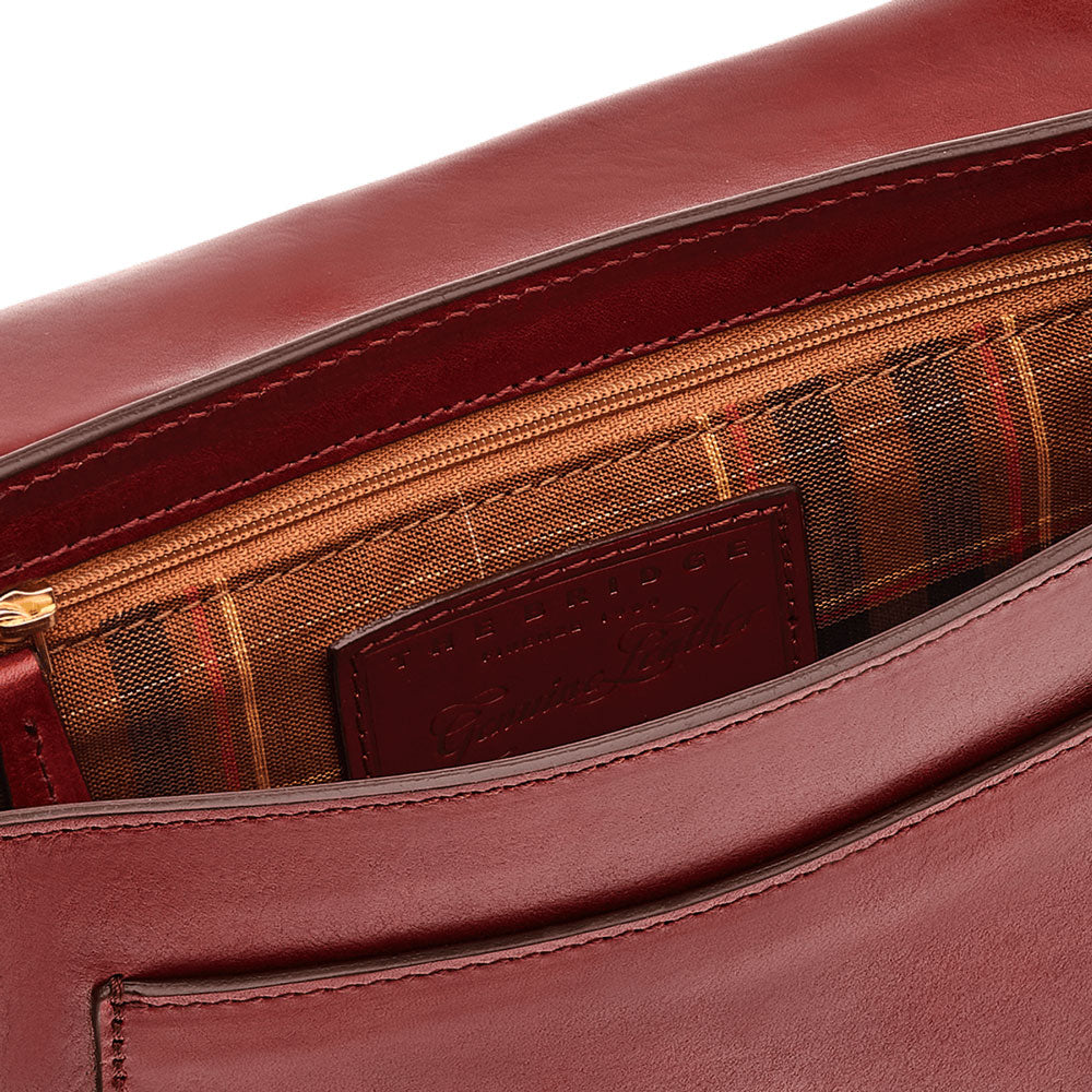 THE BRIDGE Damen-Umhängetasche aus bordeauxrotem Leder der Giovanna-Linie