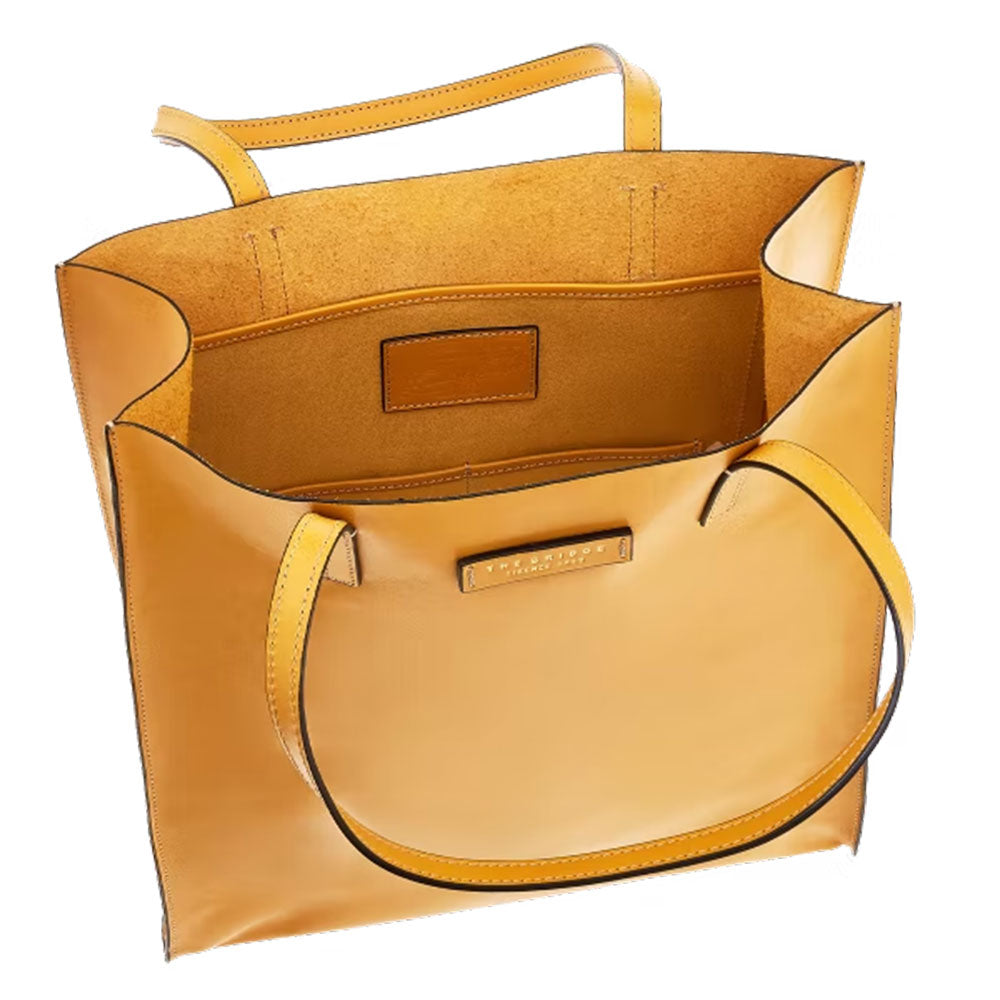 THE BRIDGE Vertikale Einkaufstasche für Damen der Mirra-Linie aus korngelbem Leder