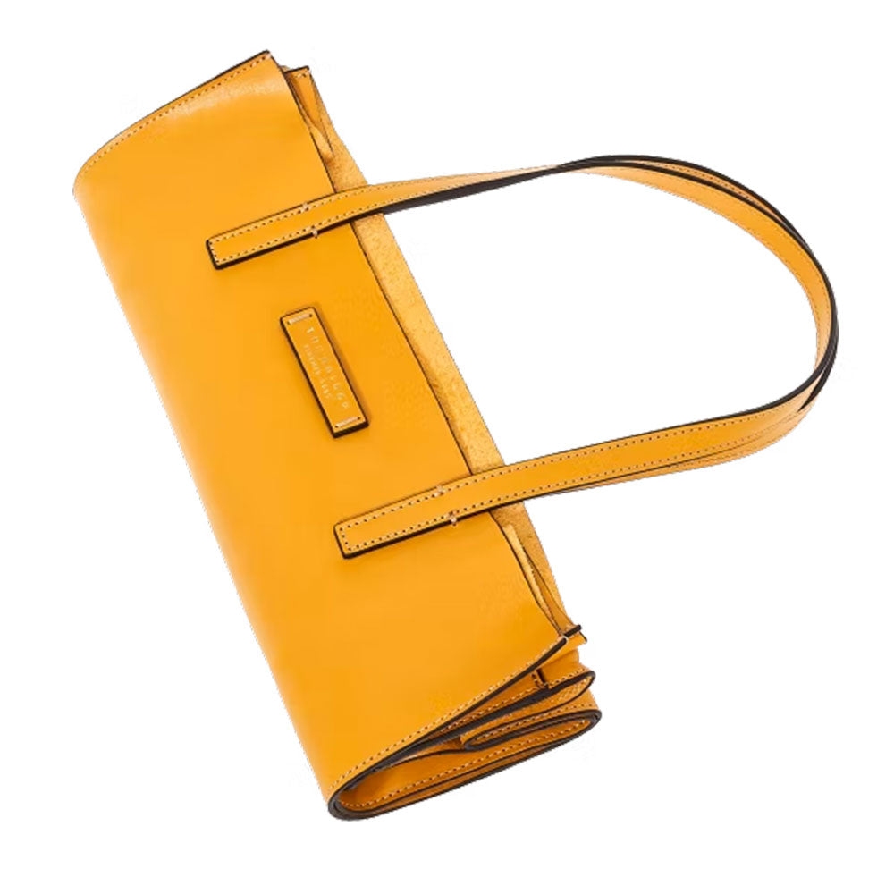 THE BRIDGE Vertikale Einkaufstasche für Damen der Mirra-Linie aus korngelbem Leder