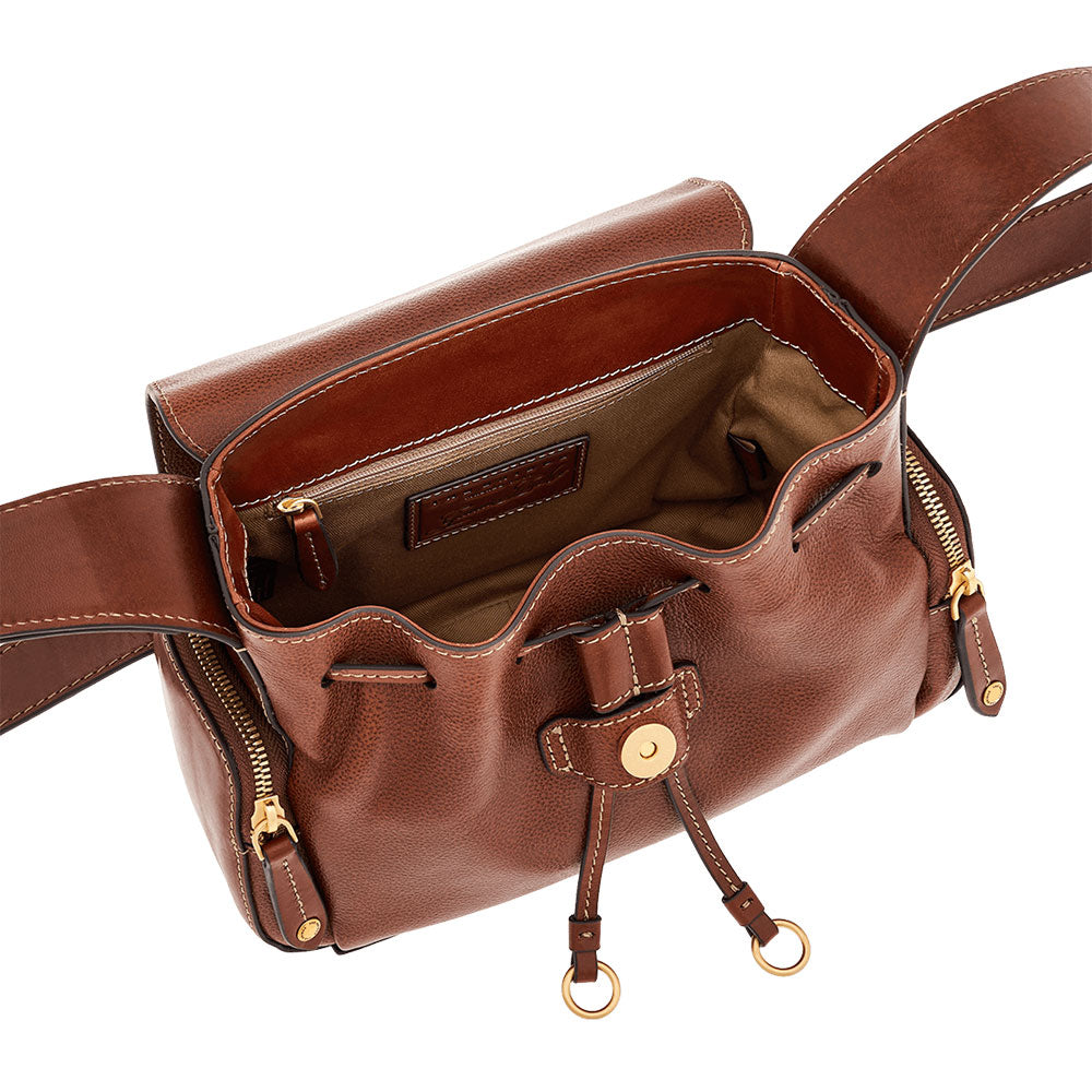 THE BRIDGE Damen-Umhängetasche Carlotta-Linie aus braunem Leder