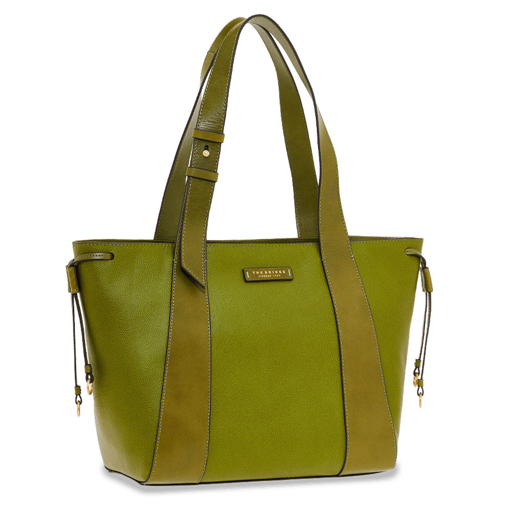 THE BRIDGE Damen-Shopper-Tasche Carlotta-Linie aus feigengrünem Leder