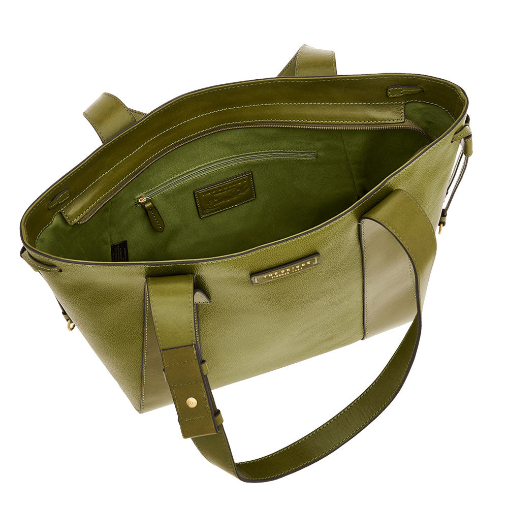 THE BRIDGE Damen-Shopper-Tasche Carlotta-Linie aus feigengrünem Leder