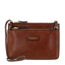 THE BRIDGE Damen-Umhängetasche mit zwei Fächern, Rustici-Linie aus braunem Leder