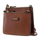 THE BRIDGE Damen-Umhängetasche mit zwei Fächern, Rustici-Linie aus braunem Leder